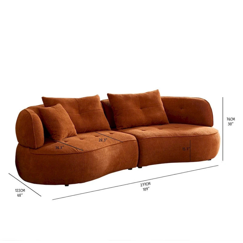 Schnittsofa mit abnehmbaren Kissen, strapazierfähiger Stoff, Massivholzrahmen
