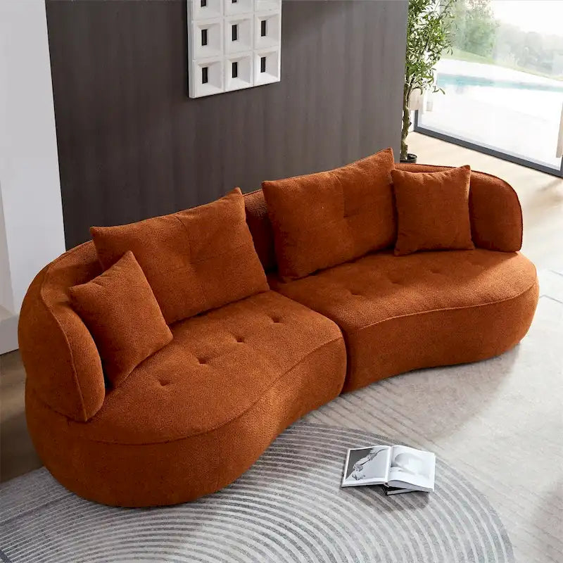 Schnittsofa mit abnehmbaren Kissen, strapazierfähiger Stoff, Massivholzrahmen