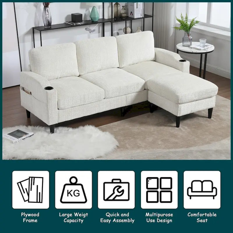 HOMEFUN Aufbewahrungssofa / Gemütliches Ecksofa für das Wohnzimmer