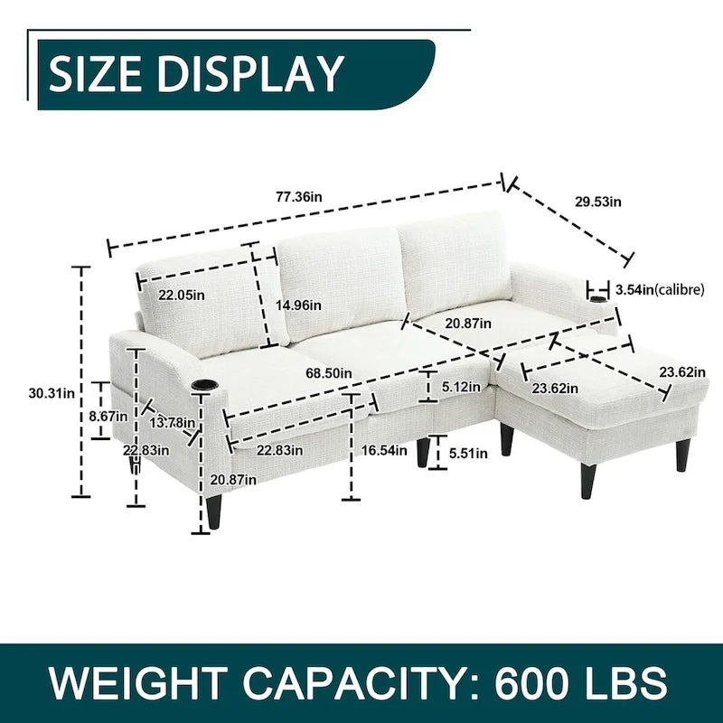 HOMEFUN Aufbewahrungssofa / Gemütliches Ecksofa für das Wohnzimmer