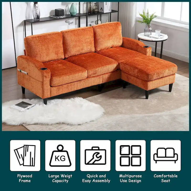HOMEFUN Aufbewahrungssofa / Gemütliches Ecksofa für das Wohnzimmer