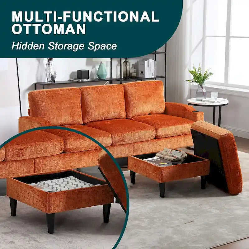 HOMEFUN Aufbewahrungssofa / Gemütliches Ecksofa für das Wohnzimmer