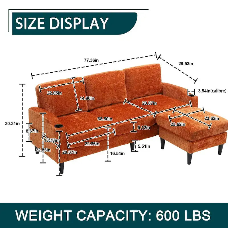 HOMEFUN Aufbewahrungssofa / Gemütliches Ecksofa für das Wohnzimmer
