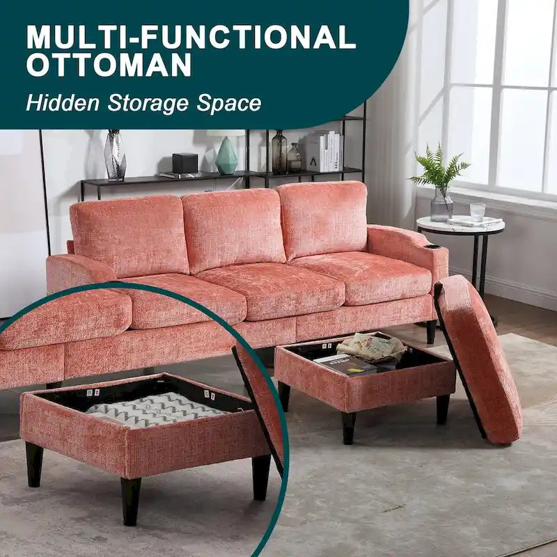HOMEFUN Aufbewahrungssofa / Gemütliches Ecksofa für das Wohnzimmer