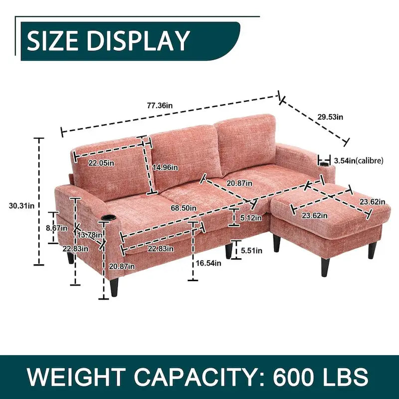 HOMEFUN Aufbewahrungssofa / Gemütliches Ecksofa für das Wohnzimmer