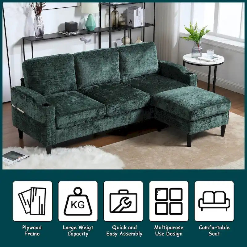 HOMEFUN Aufbewahrungssofa / Gemütliches Ecksofa für das Wohnzimmer