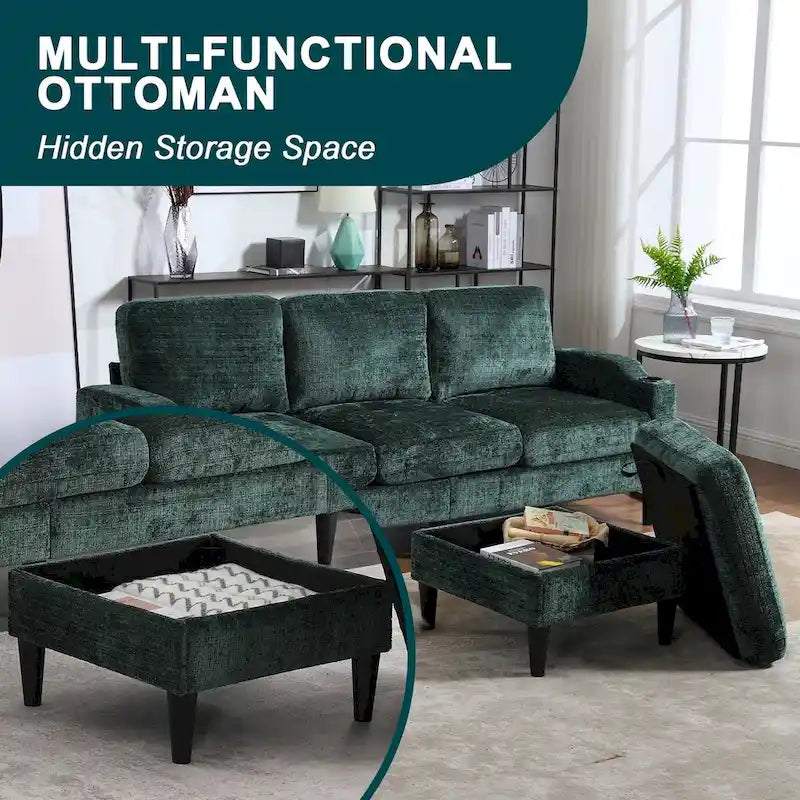 HOMEFUN Aufbewahrungssofa / Gemütliches Ecksofa für das Wohnzimmer