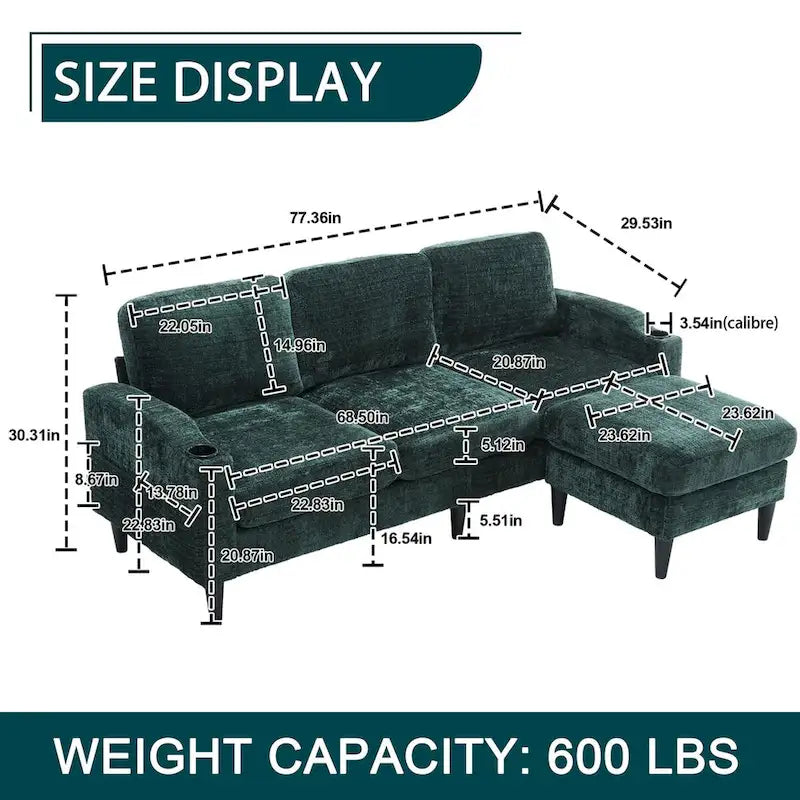 HOMEFUN Aufbewahrungssofa / Gemütliches Ecksofa für das Wohnzimmer