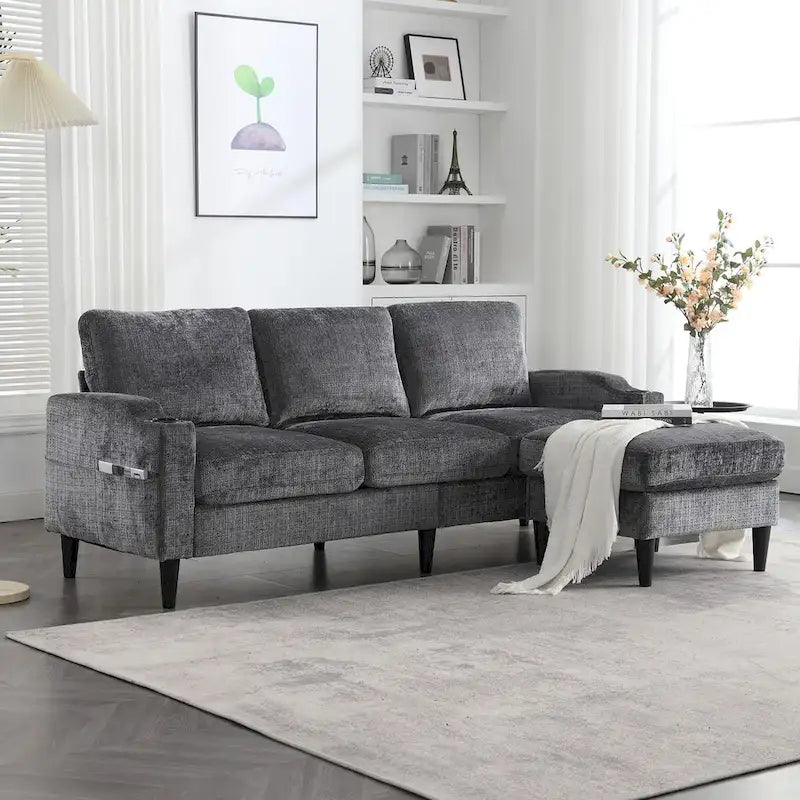 HOMEFUN Aufbewahrungssofa / Gemütliches Ecksofa für das Wohnzimmer
