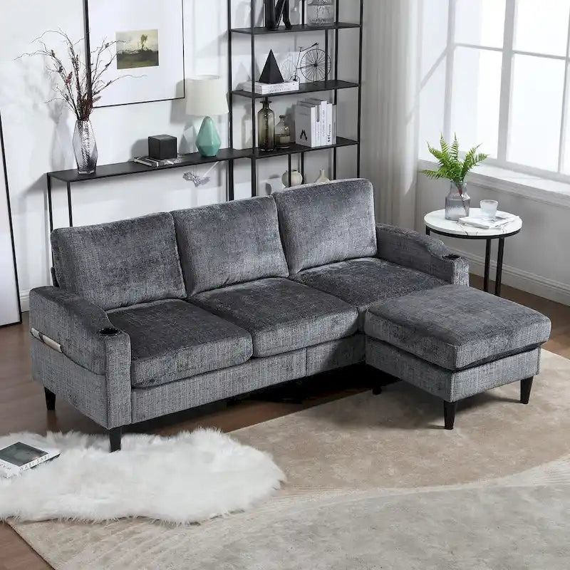 HOMEFUN Aufbewahrungssofa / Gemütliches Ecksofa für das Wohnzimmer