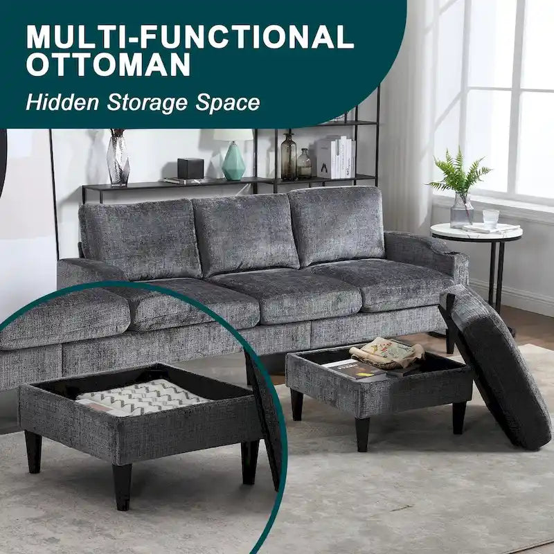 HOMEFUN Aufbewahrungssofa / Gemütliches Ecksofa für das Wohnzimmer