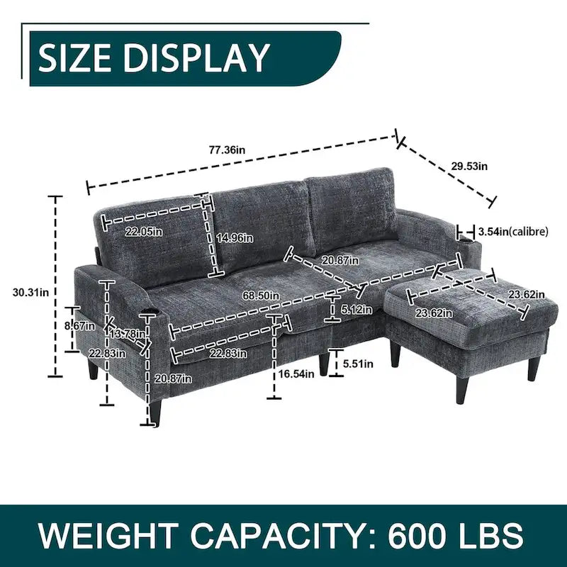 HOMEFUN Aufbewahrungssofa / Gemütliches Ecksofa für das Wohnzimmer