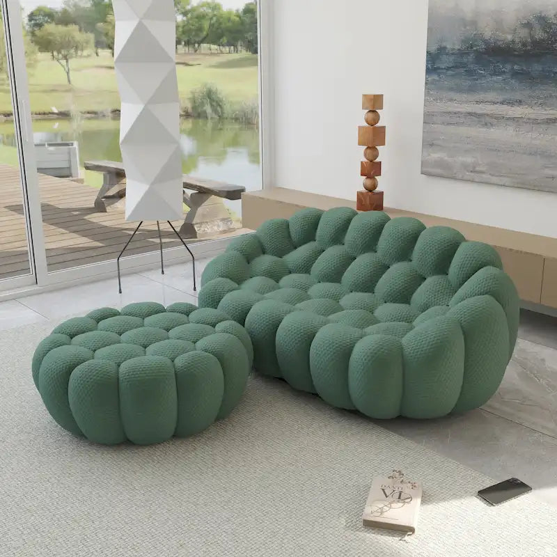 3D Wabenstoff gepolstertes Bubble Sofa Modernes Zweiersofa mit Ottoman