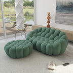 3D Wabenstoff gepolstertes Bubble Sofa Modernes Zweiersofa mit Ottoman