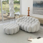 3D Wabenstoff gepolstertes Bubble Sofa Modernes Zweiersofa mit Ottoman