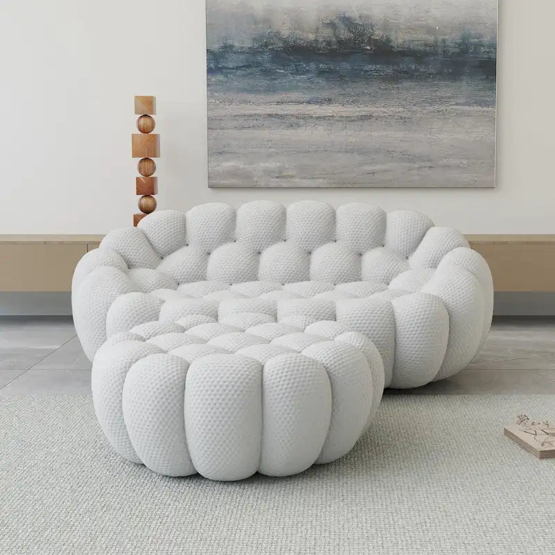 3D Wabenstoff gepolstertes Bubble Sofa Modernes Zweiersofa mit Ottoman