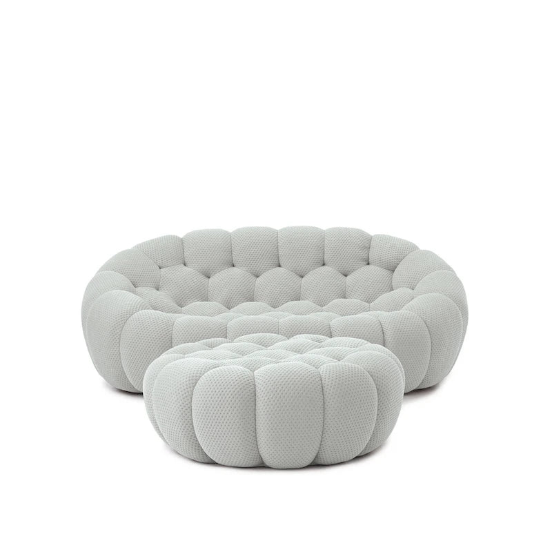 3D Wabenstoff gepolstertes Bubble Sofa Modernes Zweiersofa mit Ottoman