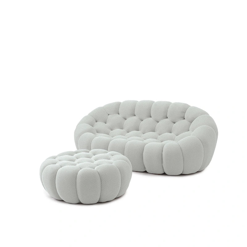 3D Wabenstoff gepolstertes Bubble Sofa Modernes Zweiersofa mit Ottoman