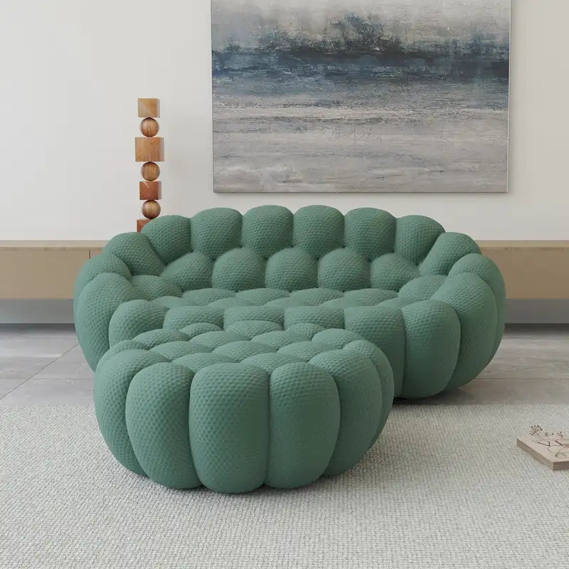 3D Wabenstoff gepolstertes Bubble Sofa Modernes Zweiersofa mit Ottoman