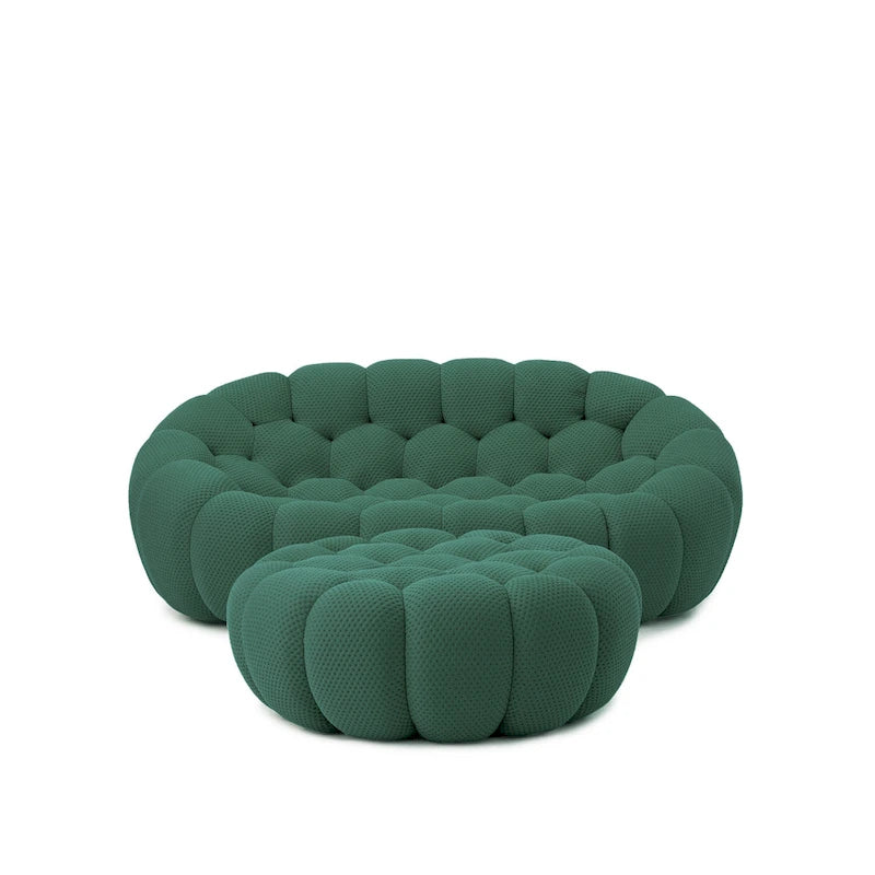 3D Wabenstoff gepolstertes Bubble Sofa Modernes Zweiersofa mit Ottoman