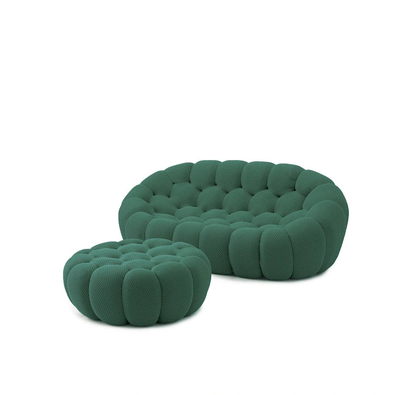3D Wabenstoff gepolstertes Bubble Sofa Modernes Zweiersofa mit Ottoman