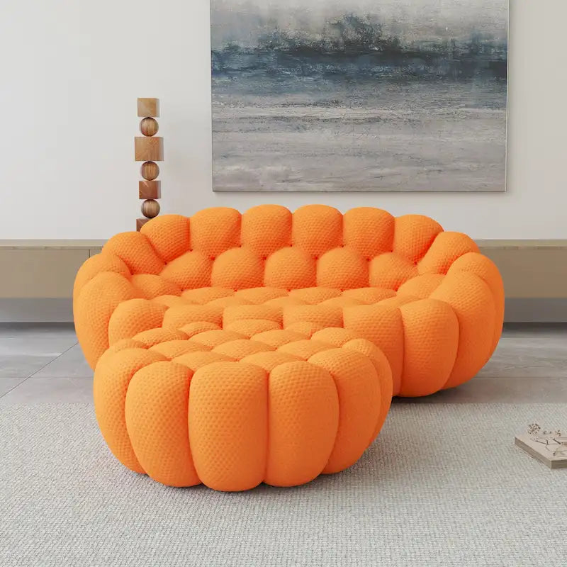 3D Wabenstoff gepolstertes Bubble Sofa Modernes Zweiersofa mit Ottoman