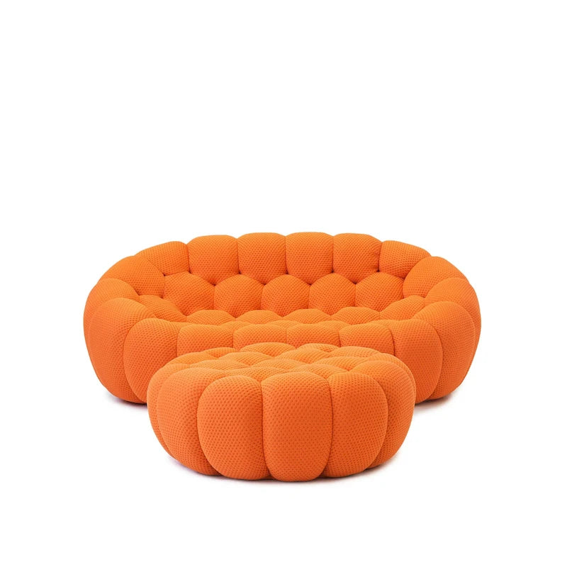 3D Wabenstoff gepolstertes Bubble Sofa Modernes Zweiersofa mit Ottoman