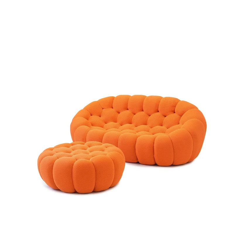 3D Wabenstoff gepolstertes Bubble Sofa Modernes Zweiersofa mit Ottoman