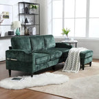 HOMEFUN Chenille gepolstertes L-förmiges Wohnzimmersofa mit Stauraum-Ottomane