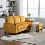 HOMEFUN Chenille gepolstertes L-förmiges Wohnzimmersofa mit Stauraum-Ottomane