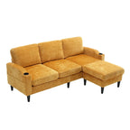 HOMEFUN Chenille gepolstertes L-förmiges Wohnzimmersofa mit Stauraum-Ottomane
