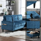 HOMEFUN Chenille gepolstertes L-förmiges Wohnzimmersofa mit Stauraum-Ottomane