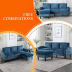 HOMEFUN Chenille gepolstertes L-förmiges Wohnzimmersofa mit Stauraum-Ottomane