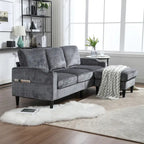 HOMEFUN Chenille gepolstertes L-förmiges Wohnzimmersofa mit Stauraum-Ottomane
