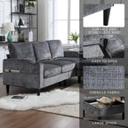 HOMEFUN Chenille gepolstertes L-förmiges Wohnzimmersofa mit Stauraum-Ottomane