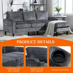 HOMEFUN Chenille gepolstertes L-förmiges Wohnzimmersofa mit Stauraum-Ottomane