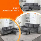 HOMEFUN Chenille gepolstertes L-förmiges Wohnzimmersofa mit Stauraum-Ottomane