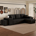 104 Moderne L-förmige 3-Sitzer-Schlafcouch mit Stauraum und 2 Hockern