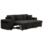 104 Moderne L-förmige 3-Sitzer-Schlafcouch mit Stauraum und 2 Hockern