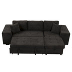 104 Moderne L-förmige 3-Sitzer-Schlafcouch mit Stauraum und 2 Hockern