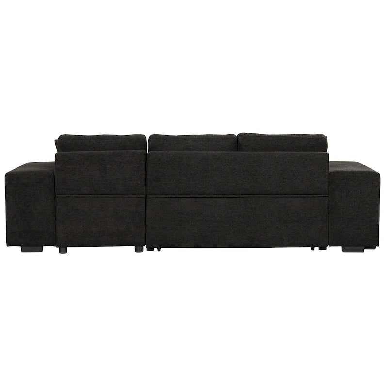 104 Moderne L-förmige 3-Sitzer-Schlafcouch mit Stauraum und 2 Hockern