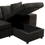 104 Moderne L-förmige 3-Sitzer-Schlafcouch mit Stauraum und 2 Hockern