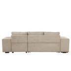 104 Moderne L-förmige 3-Sitzer-Schlafcouch mit Stauraum und 2 Hockern