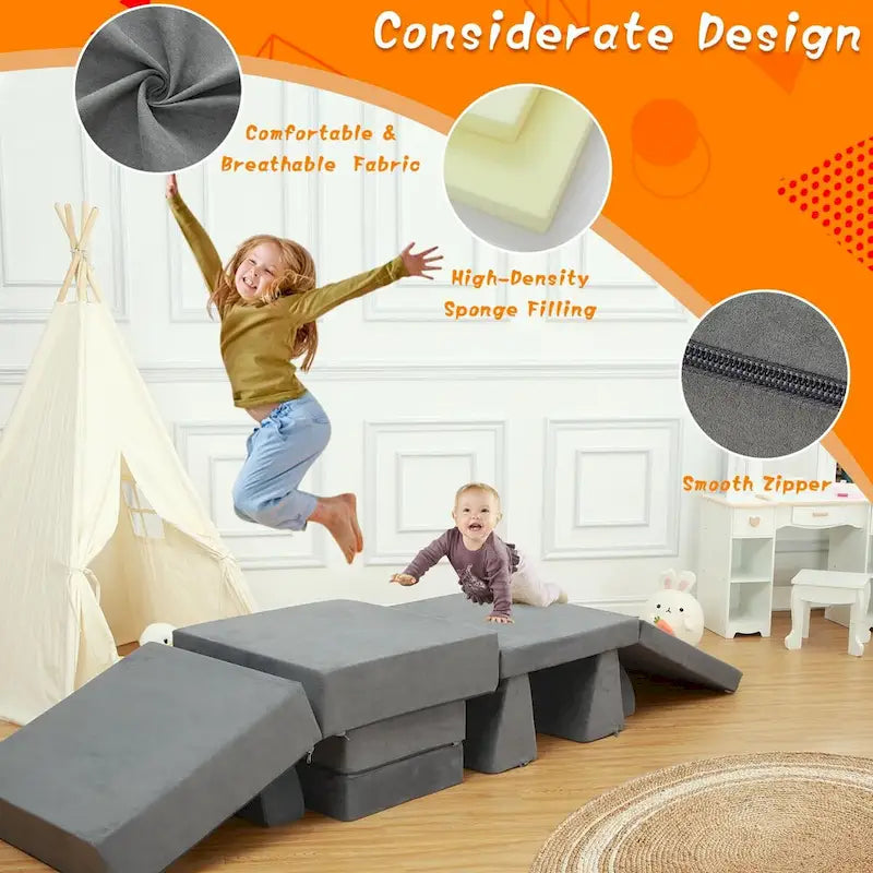 8-teiliges Kinder-Spielsofa, umbaubares Kinderspielzelt, 8-in-1 multifunktionales Sofa