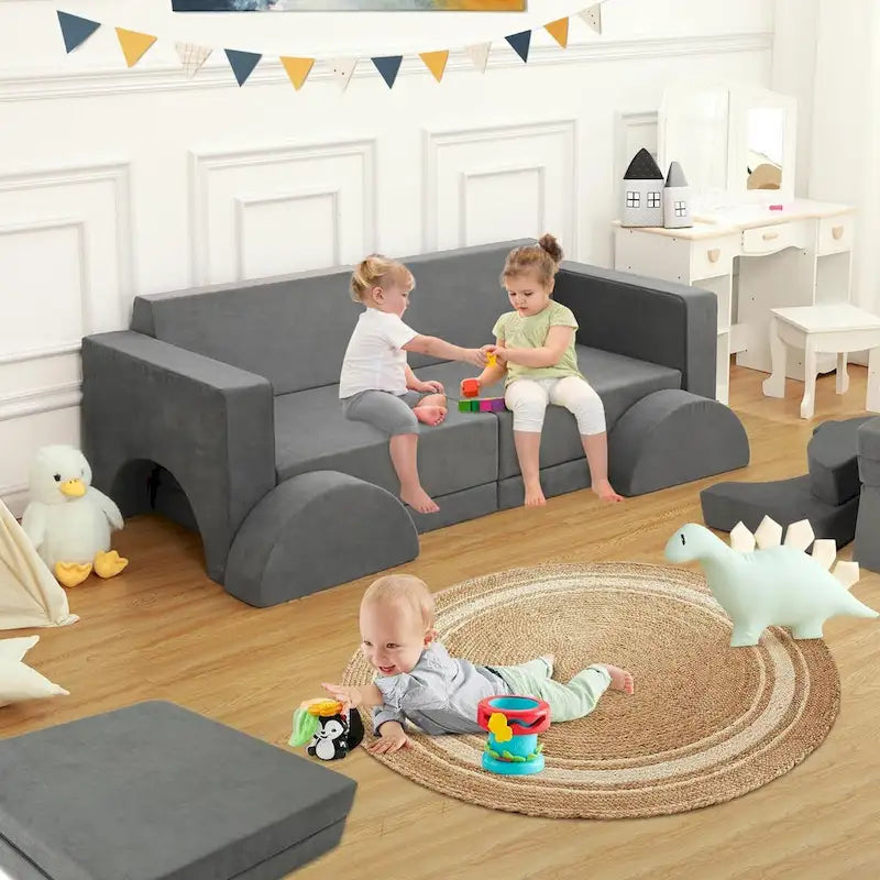 8-teiliges Kinder-Spielsofa, umbaubares Kinderspielzelt, 8-in-1 multifunktionales Sofa
