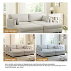 Modernes Cord-Sofa mit Armlehnenkissen