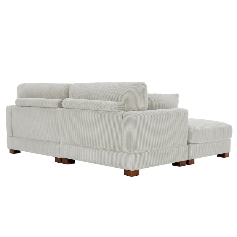 Modernes Cord-Sofa mit Armlehnenkissen