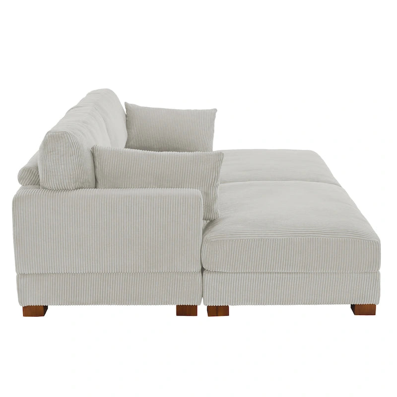 Modernes Cord-Sofa mit Armlehnenkissen