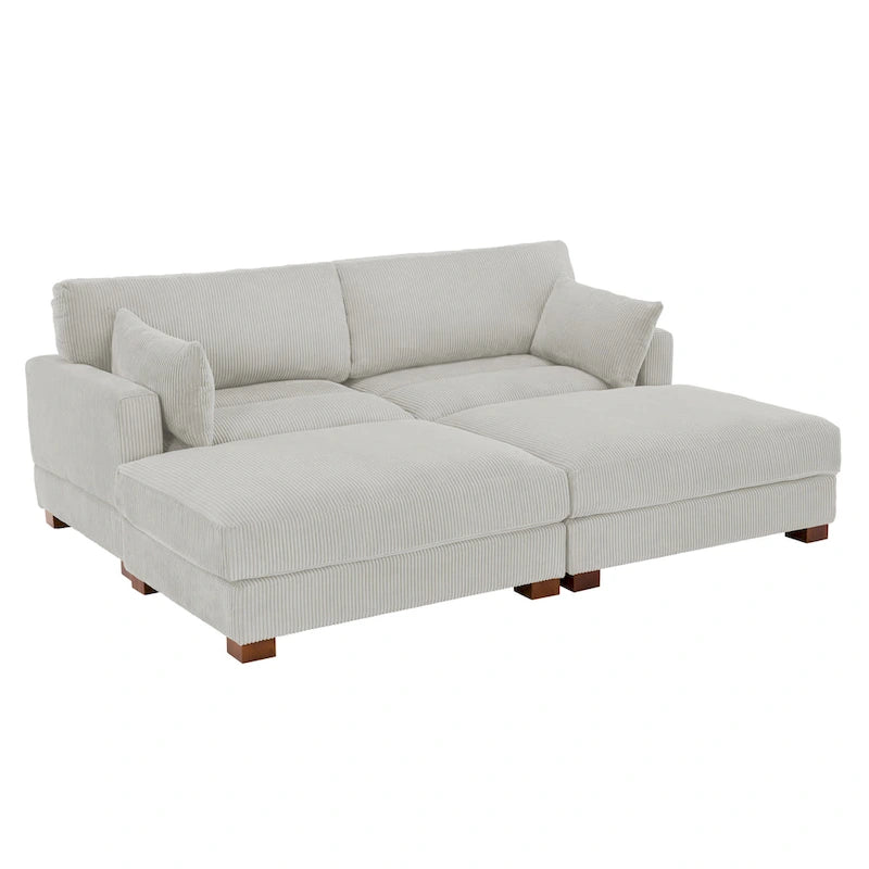 Modernes Cord-Sofa mit Armlehnenkissen