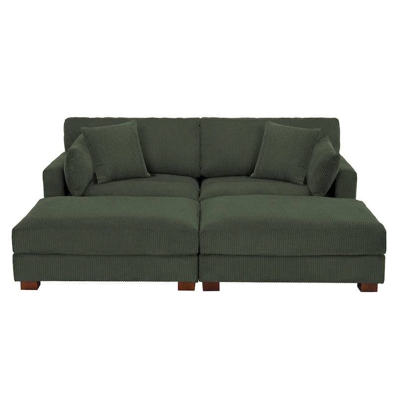 Modernes Cord-Sofa mit Armlehnenkissen